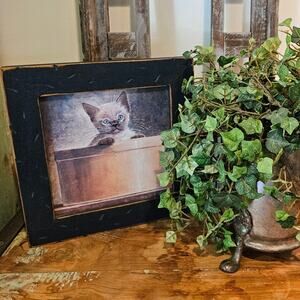 Arnie Fisk Art Print Charming Siamese Kitten in Hat Box Retro Cat Wall Decor